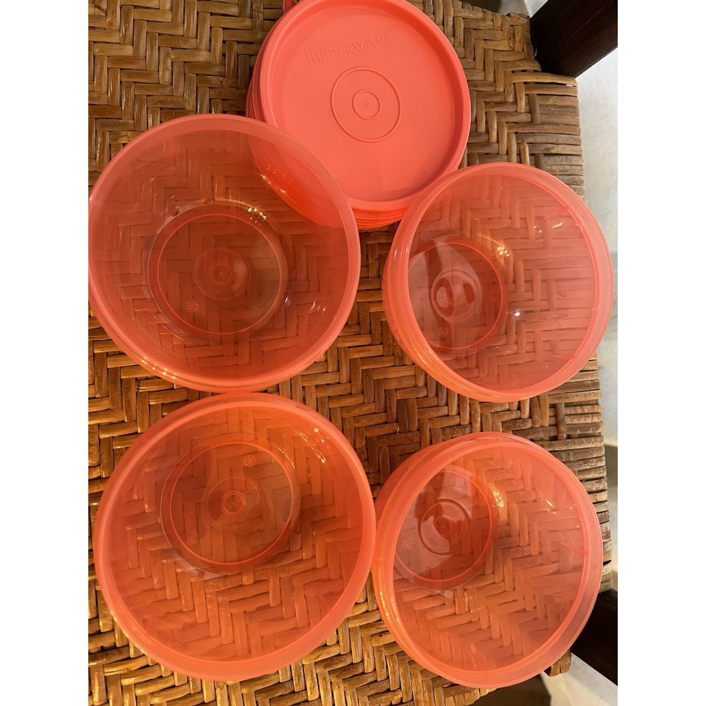 NEW**TUPPERWARE**BIG WONDERS**2 CUP STORAGE BOWL**SET OF 4***MELON PINK - Picture 2 of 2